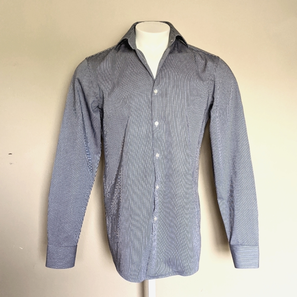 Boss by Hugo Boss Men's Navy Blue/ White Button-Down Long Sleeve Shirt